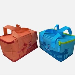 Trader Joe's Mini Insulated Bags Peach Blue NEW RELEASE LIMITED LOT OF 2